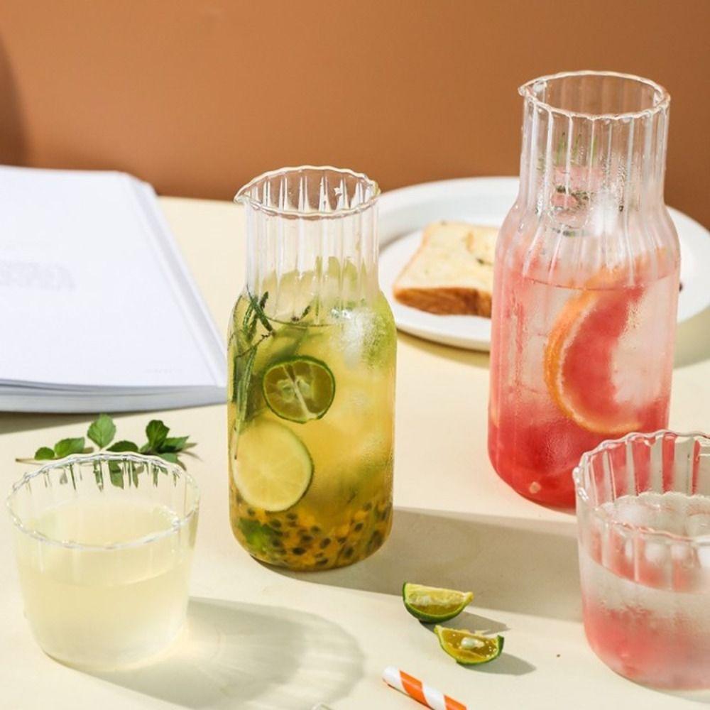 400ml/600ml Cold Hot Water Glass Pot With Glass Cup Glass Kettle Set  Beverage