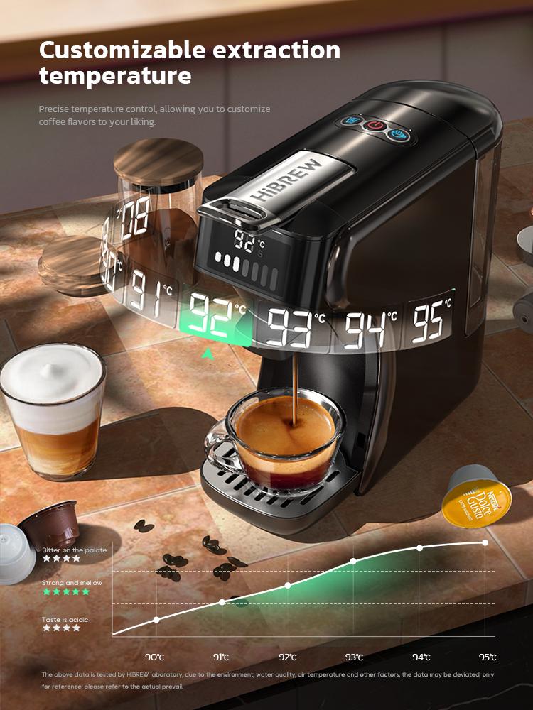 HiBREW H1B 6-in-1 Kapsel-Kaffeemaschine, 600ml Wassertank, 20 Bar Druckextraktion, Kalt-/Heißmodus, LED-Anzeige