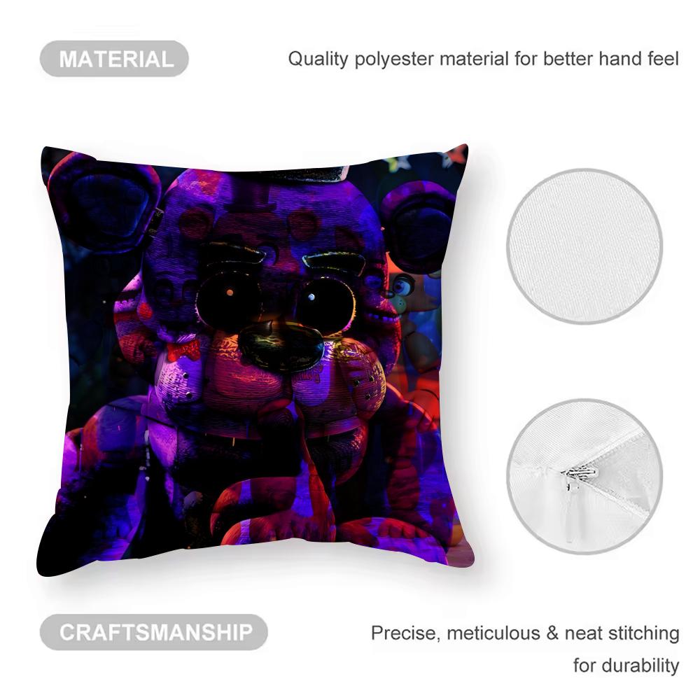 Movie Five N-Nights At F-Freddys2 Cushion Cover Anti-dustmite Pillowcase Invisible Zipper Silky Short Plush Sofa Cushion Cover