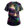 Women's Carnival Themed Outfit Party Mask Pattern Caregiver Top
