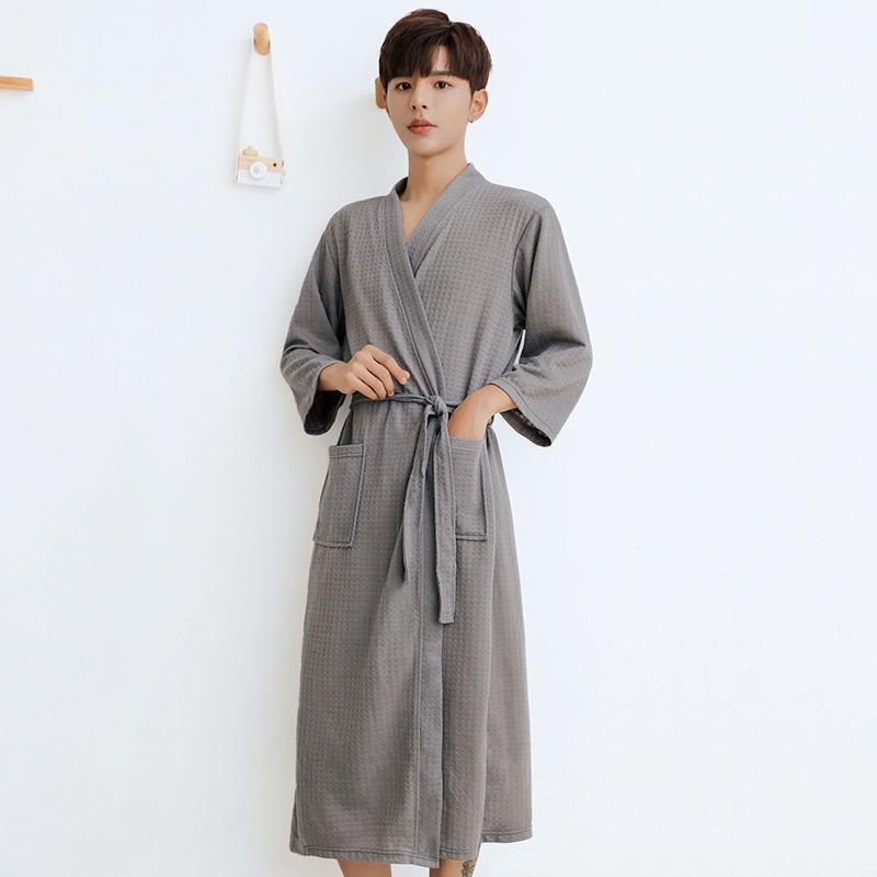 Unisex Long Sleeve Bathrobe - Spring/Autumn Solid Color
