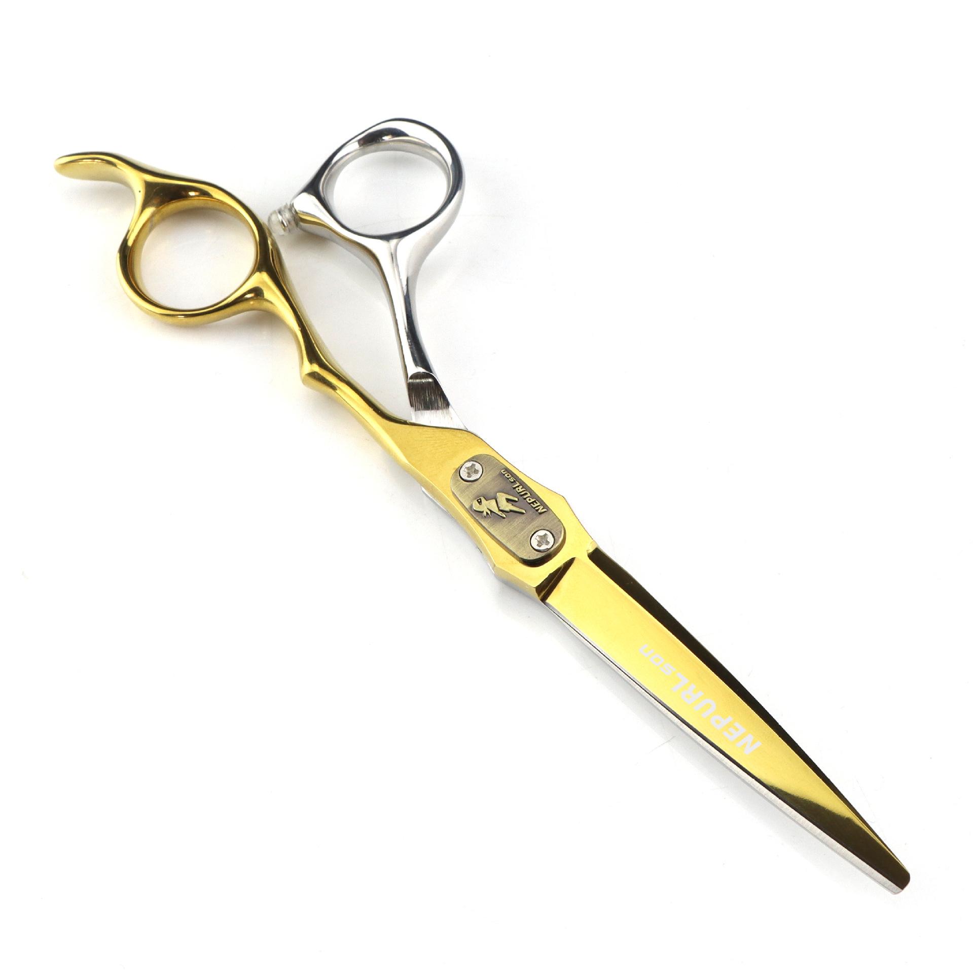 6.0 Inch Fwt-02 Nimpson Bright Gold Handle Flat Scissors, Hair Scissors, Straight Scissors, Tooth Scissors 6.0inch straight scissors fwt-02