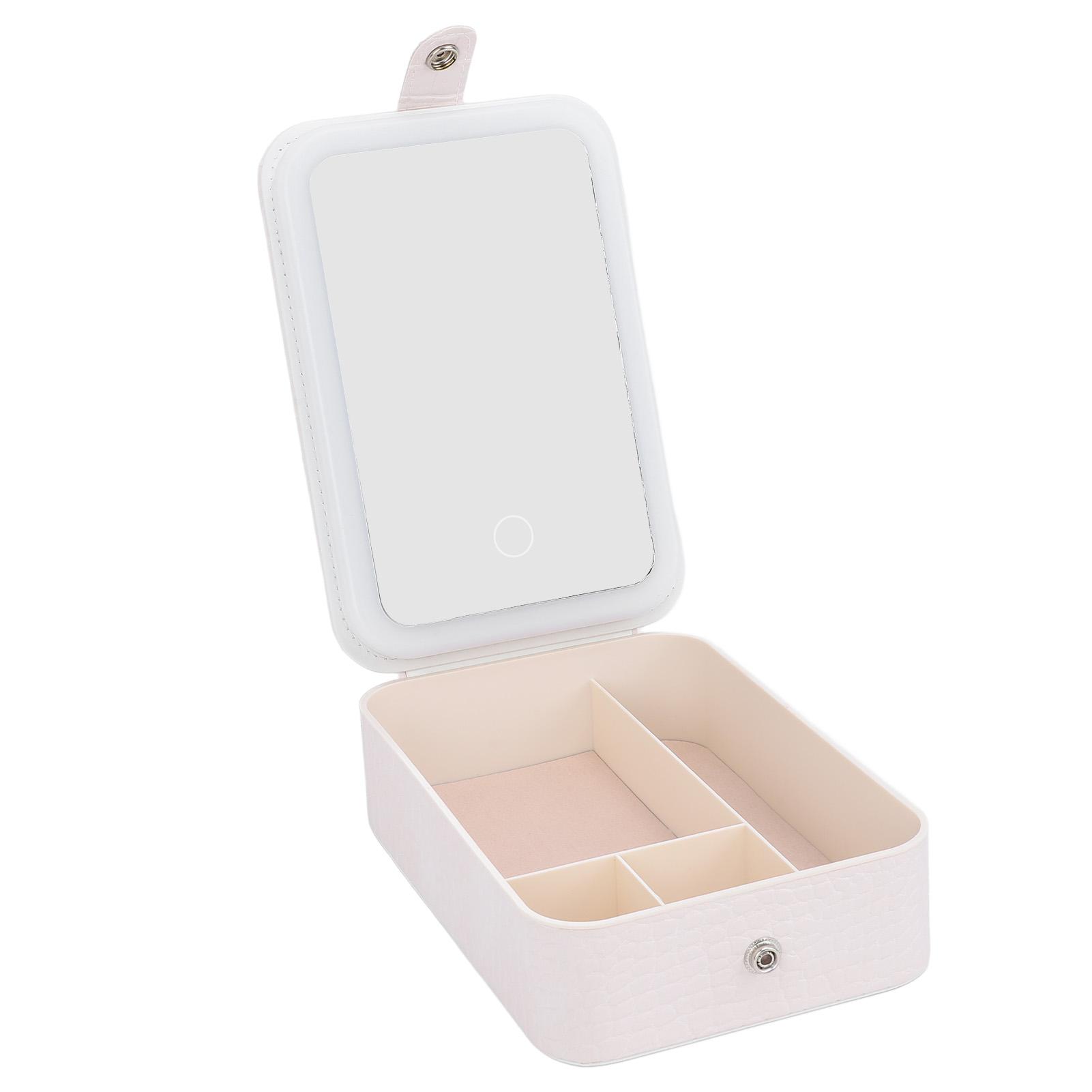 Косметичка с зеркалом с подсветкой, регулируемая яркость, портативная перезаряжаемая дорожная косметичка для дома на открытом воздухе