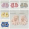 Bear Baby Fluffy Gloves Flower Knitted Mittens Warm Cartoon Pattern Gloves  Kids