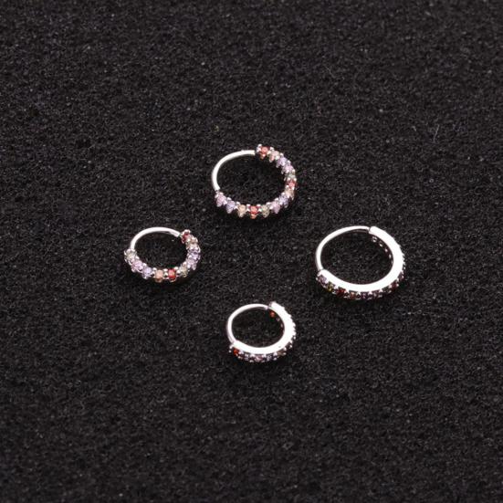 1Pc Women Multicolor Cubic Zirconia Hoop Nose Ring Huggie Earring Helix Jewelry