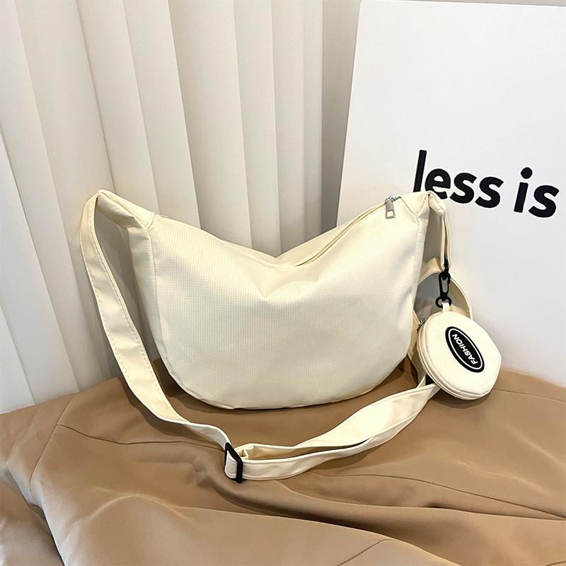 Stylish Japanese Canvas Shoulder Bag 2023 Trendy Nylon Crossbody Tote For Students In White Black Green Pink Blue белый