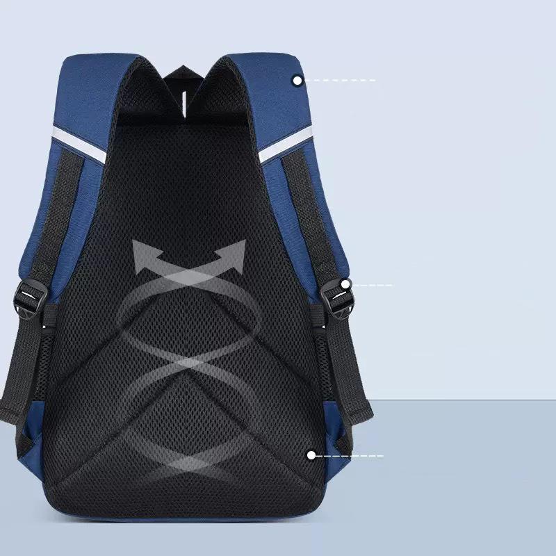 Ergonomic Oxford Backpack Large Capacity School Bag for Teen Boys Durable Bookbag Color Blocking Design