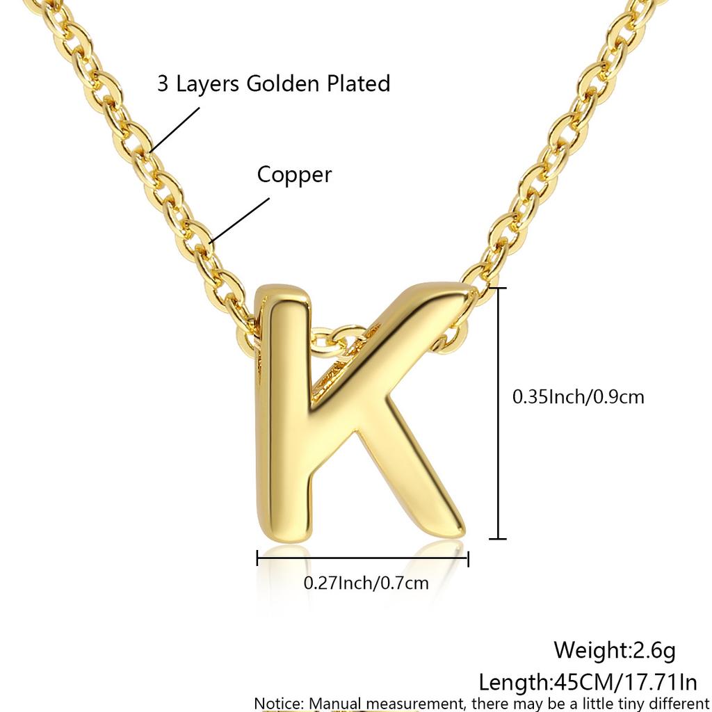 26 Large Capital English Letter Necklace Polished Smooth Hole-Punched Pendant Fine Chain Women's Item