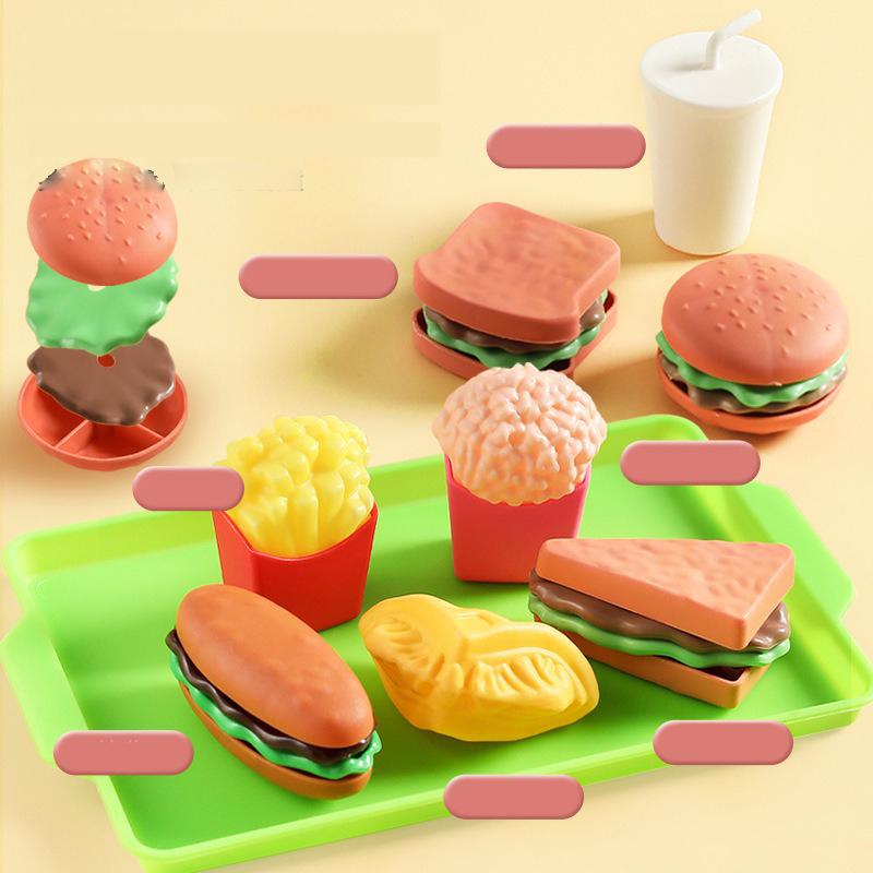 69/82/104 Pcs Play Food Set for Kids Kitchen, Pretend Food Toy for Toddlers Plastics Cutting Fake Food/ Fruit/ Vegetable Accessories
