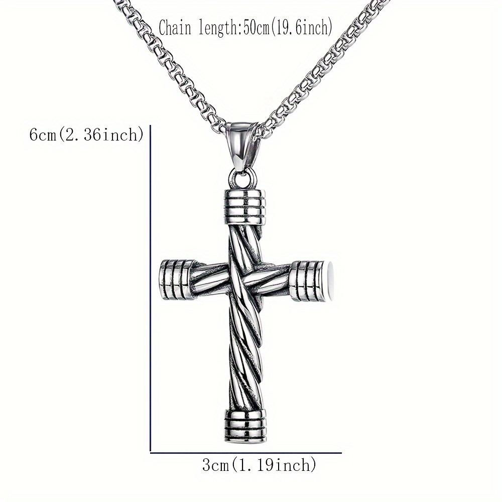 Punk Simple Spiral Cross Pendant Necklace For Men Women Biker Stainless Steel Necklace Men