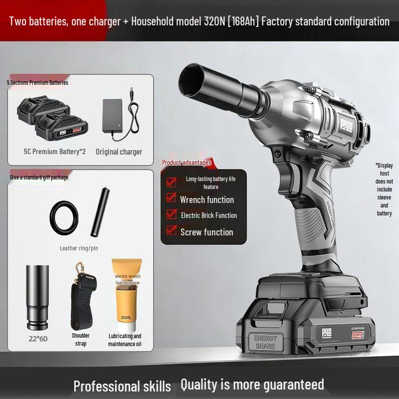 High Torque Brushless Electric Impact Wrench with Lithium Battery and Socket Rack for Auto Repair