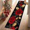 Red Rose with Gold Leaves Runner Rug Entrance Mat Floor Mat Door Mat for Home Decoration