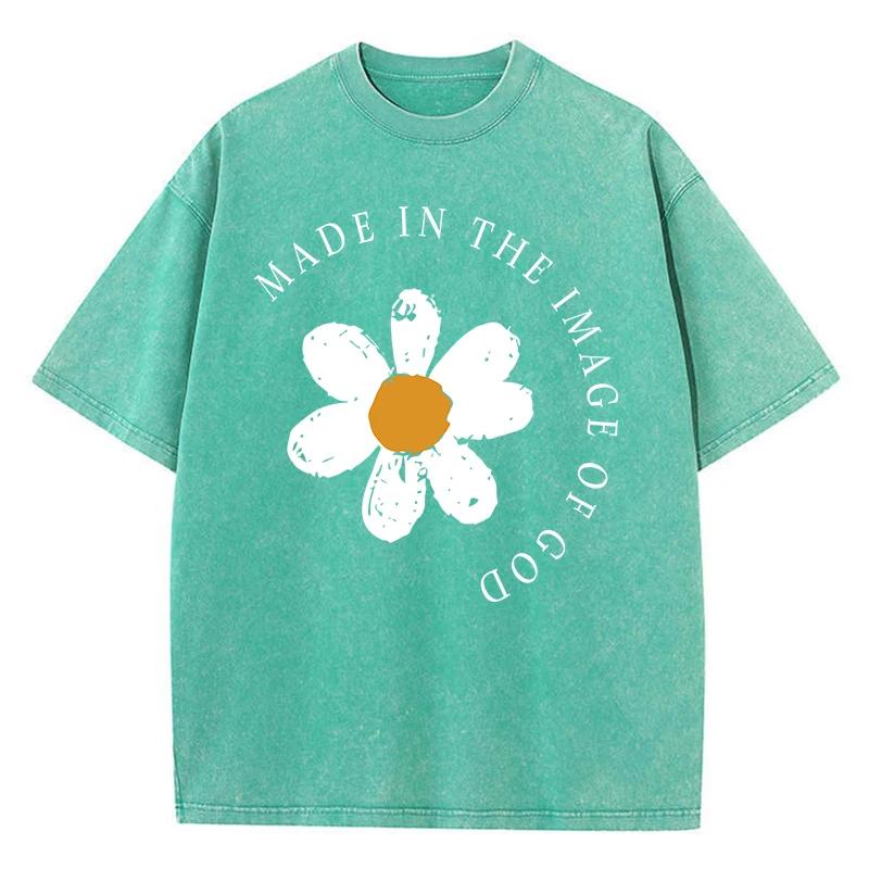 Made In The Image Of God Printed Mans T Shirts Shoulder Drop High-Quality T-Shirt Cool Cartoon Tee Clothing Comfort Novelty Tops