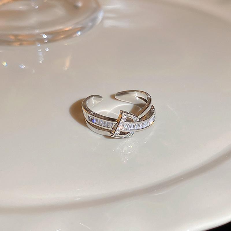 18K Gold Plated Pearl & Diamond Open Ring: High-End Fashion Jewelry for Women