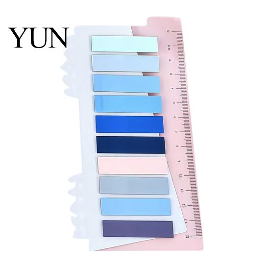 Book Annotation Tabs Index Sticker with Built-in Scale Ruler, Morandi Color Transparent Portable Ruler Set PET Page Markers, Compact Writable