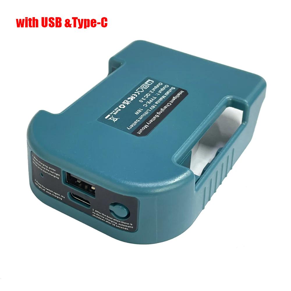 1Pc For Makita 18V With USB With Type-C Battery Holder For Makita Battery BL1811 BL1811 BL1861 Charger Adapter Fast Charging