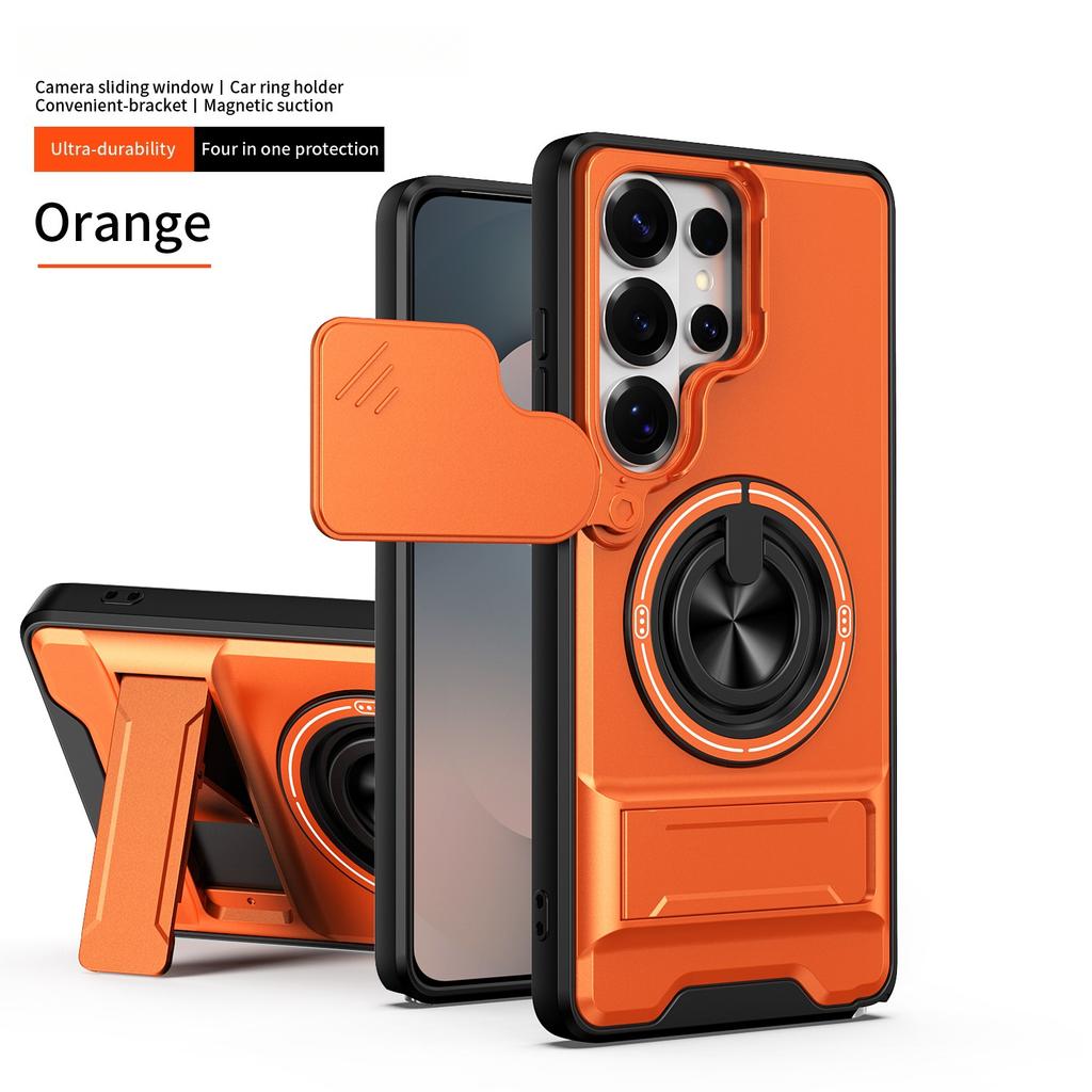 For Samsung Galaxy S21 S22 S23 S24 S25 S26 Ultra S26 Plus Luxury Plastic Rotating Magnetic Ring Holder Phone Case Shell