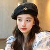 Retro Winter Girl Round Ring Autumn Women Octagonal Cap Korean Style Hat Painter Hat Velvet Berets