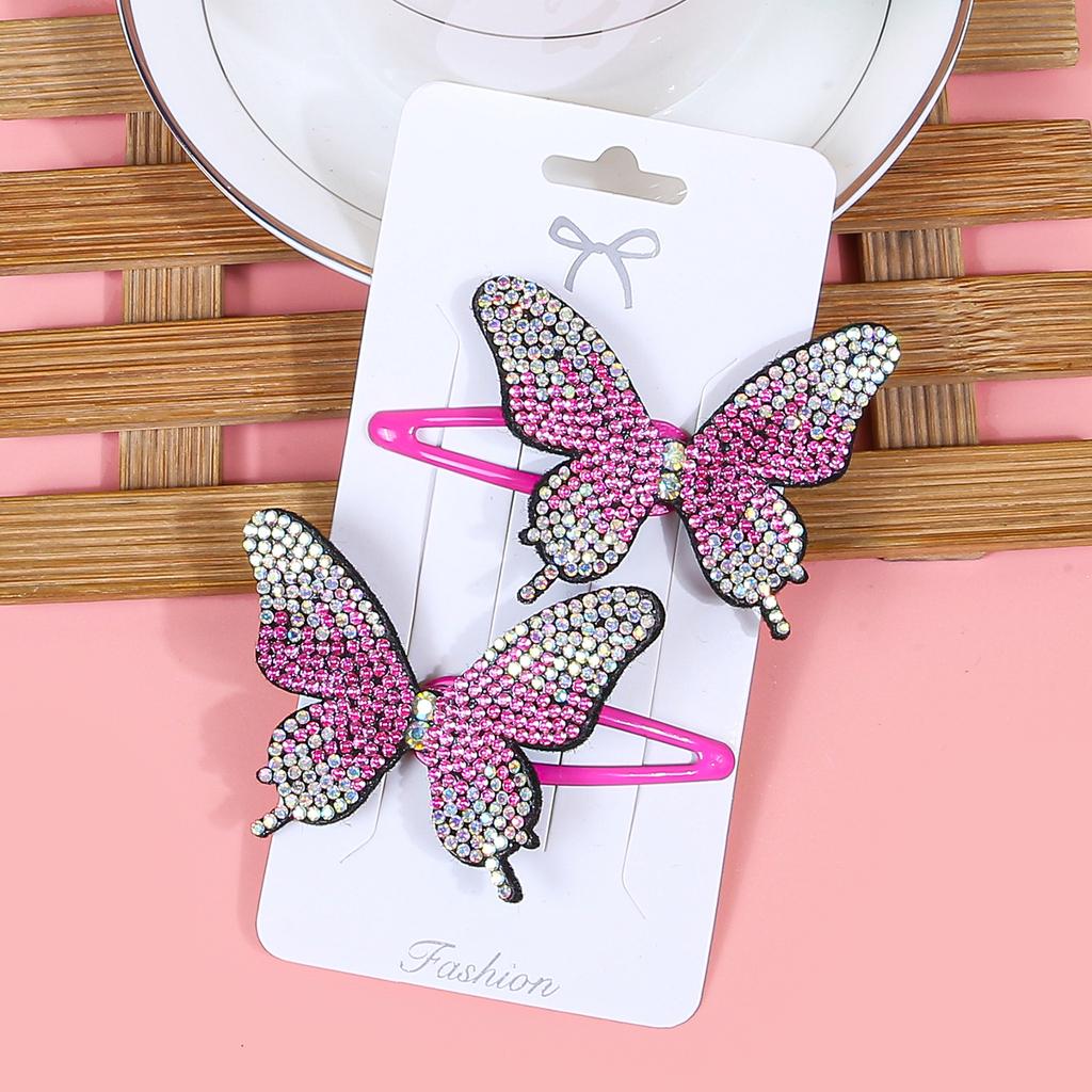 2pcs/set New Cute Princess Butterfly Hair Clips Girls Hairpins Crystal Butterfly Hair Clips Children Kids Hair Accessories