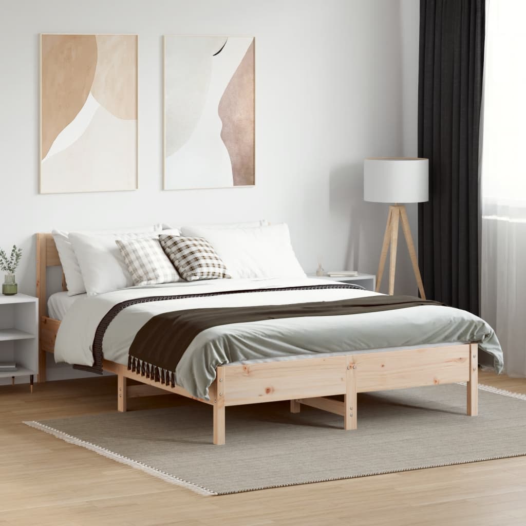 Vidaxl Bed Frame Without Mattress, 160X200 Cm, Solid Pine Wood