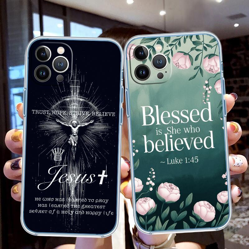 LO16 Bible verse Jesus Christ Soft Shell Transparent Phone Case for Samsung Galaxy A04 A04S A14 A23 A34 A54 M23 M33 M52 M53