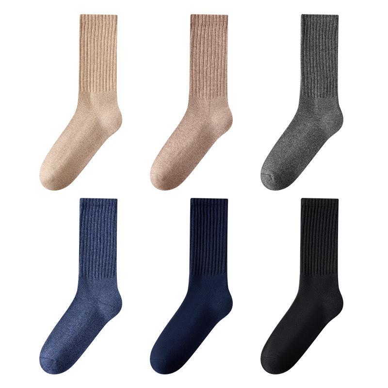 Men's Autumn and Winter Thick Hair Ring Warm Sweat Absorption Deodorizing 10A Class Antibacterial Towel Bottom Mid Tube Socks