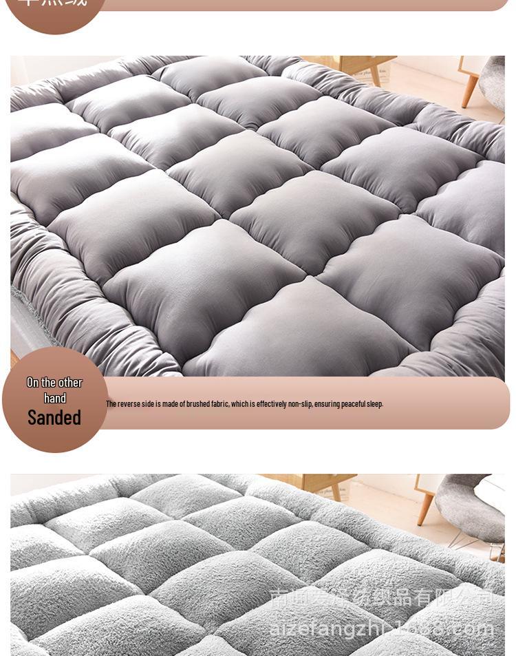 Pluszowy gruby ochraniacz na materac z wełny jagnięcej – Zimowy miękki, dwustronny mata tatami do akademików i domów