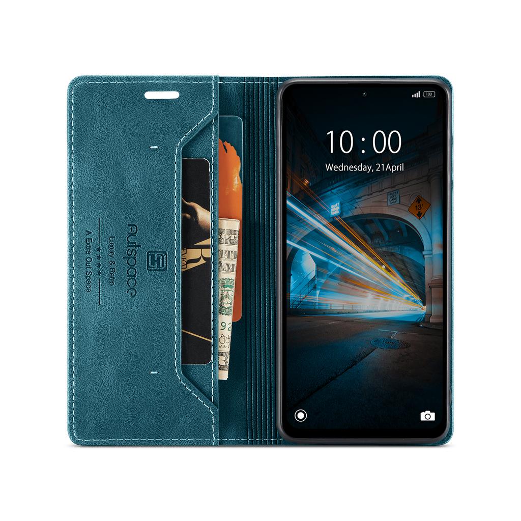 For Xiaomi 14 Wallet Case AUTSPACE A01 Leather Stand Cover with RFID Blocking Card Holder