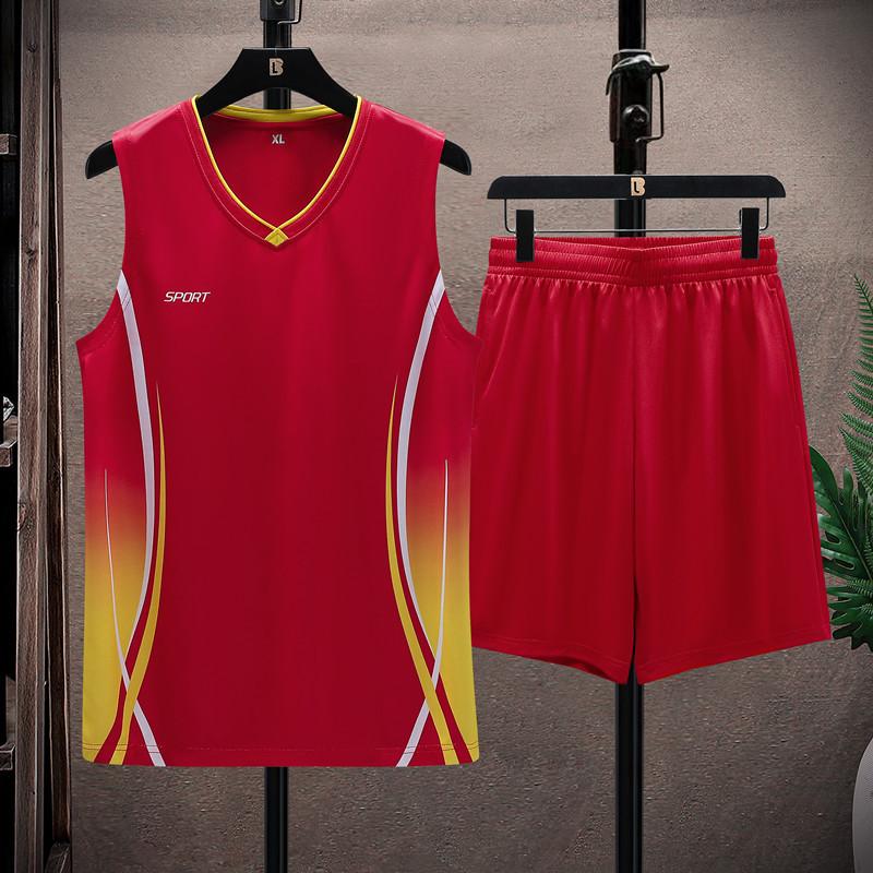 Sportanzug Herren Lauf- und Fitnesskleidung Atmungsaktives Kurzarm-T-Shirt aus Eisseide Schnelltrocknende Weste Zweiteiliges Set