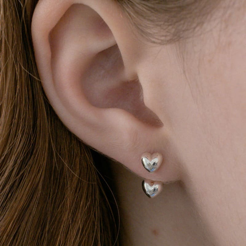 Tatiana (925 Silver) Two Heart Ear Jacket Earrings EC1991