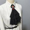 Women's Multilayer Lace Ruffle Crystal Faux Collar Gothic Victorian Detachable Jabot Collar Steampunk Clothing Accessory