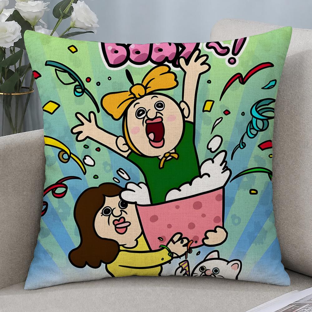 Cartoon BBANGBBANGs Diary Cushion Cover Cushion Covers Natural Linen Breathable Sofa Bedroom Decor Pillowcase