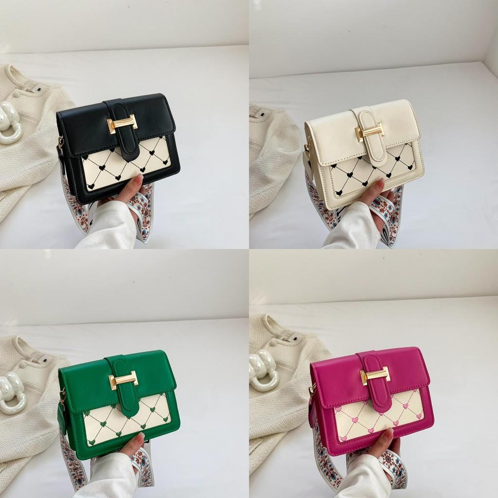 Small Stylish Pu Square Shoulder Bag For Women Fashionable Casual Commuter Crossbody Bag In Black White Green And Rose Red A For