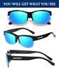 DUCO Polarized UV400 Pollen 8960 or Over-the-Eye Sunglasses, Lenses, Protection, Protection, Unisex, (Black Blue)