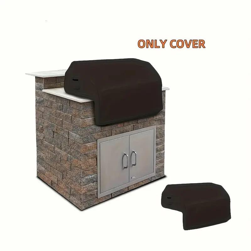 1pc Grill Cover - Built-in Outdoor BBQ Top Cover, L-Shaped Heavy-Duty Breathable Dustproof Grill Cover with Handle