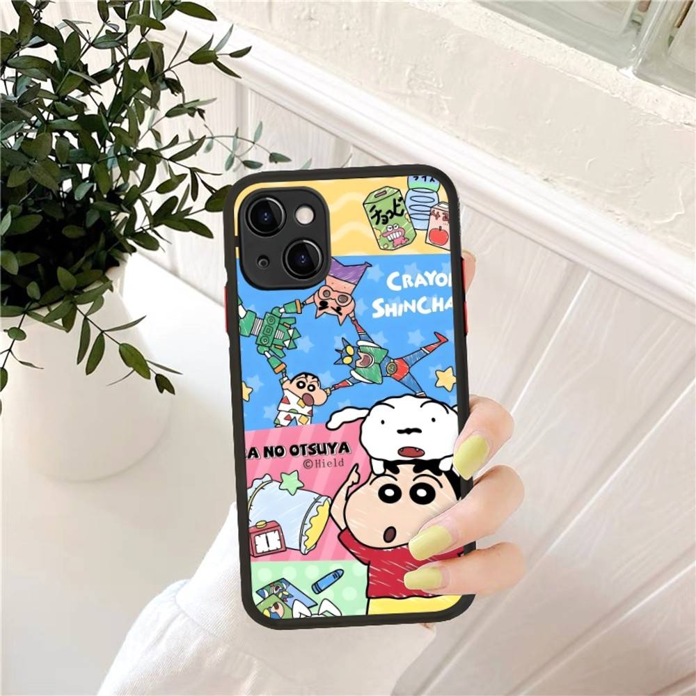 Crayons Shin-chan Phone Case for iPhone 14 11 12 13 Mini Pro Max 8 7 Plus X XR XS MAX Translucent Matte Cover