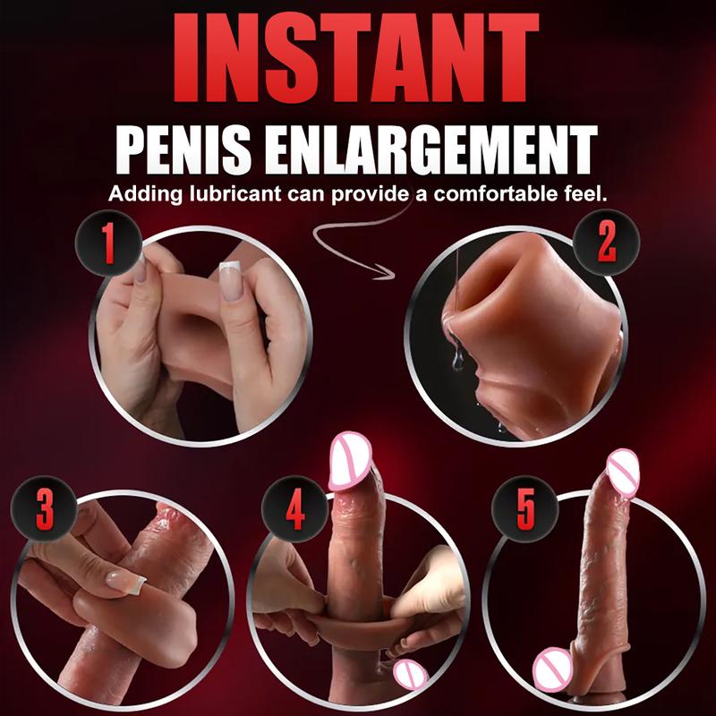 Reusable Enlarger Soft Realistic Penis Sleeve Big Growth Real Silicone Dick Delayed Ejection Extend Cock Condom Sex Toys For Man