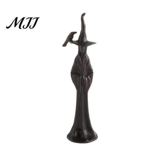 Heavy Duty Resin Crafts Abstract Witch Figurine, Black Cat Statue, Gothic Dark Aesthetic Room Decor Ornament, Halloween Tabletop for Home Mantel