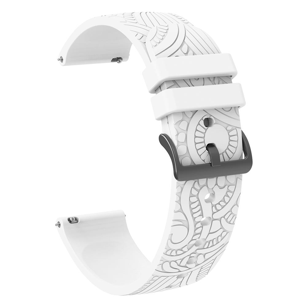 

For Garmin Vivomove/Samsung Gear Sport/Pebble 2/Huawei Watch 2 Patten Silicone Strap 20mm Watchband White