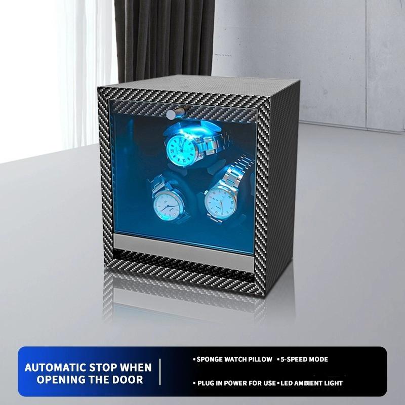 1 2 4 6 Slot High-End Automatic Watches Box Carbon Fiber Texture Automatic Winding Rocking Device Luxury Wood Watch Winder
