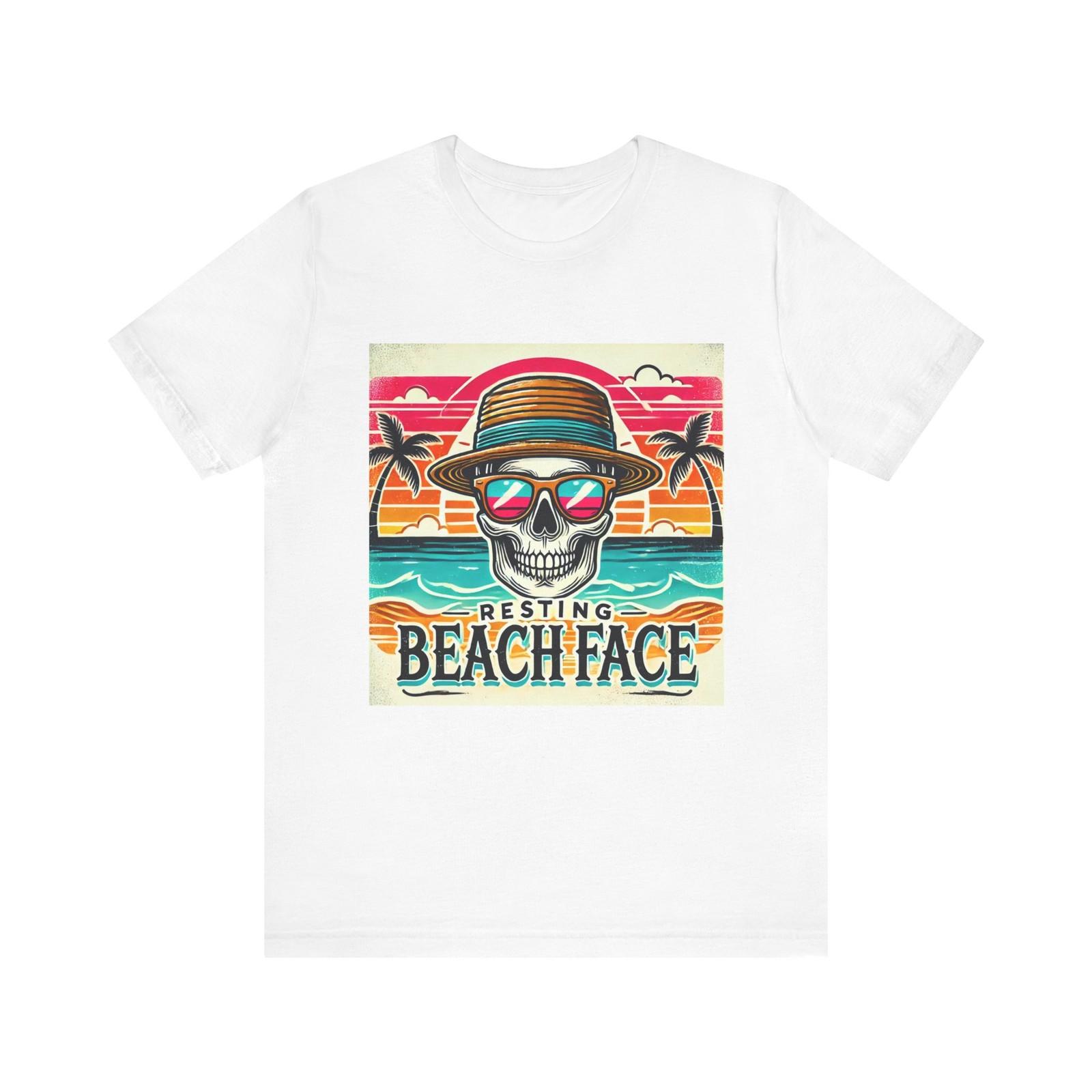 Skull Tee Summer Shirt Vacation Gift Beach Party for Him/Her Resting Beach Face S разноцветный