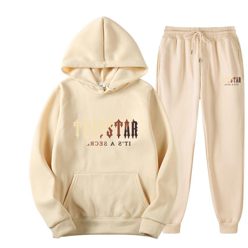 

TRAPSTAR Letter Printed Men s Women s Sportswear Set Hoodie Fashionable Fleece Sweatshirt Men M хакі
