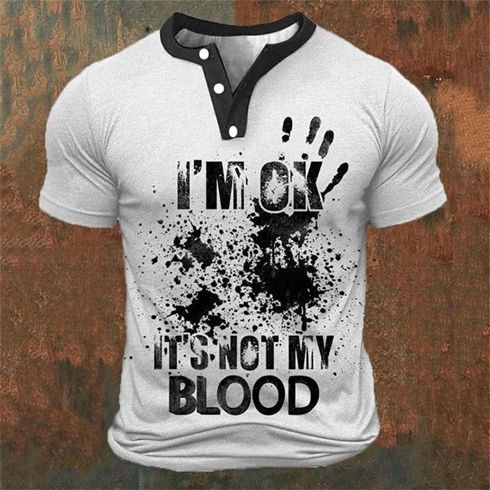 Men s Casual Button-Down Short Sleeve Shirt - Lightweight Breathable Halloween Print Top L