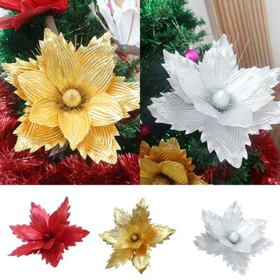 Fashion 3D Simulated Flowers Colorful Giant Christmas Flowers 50cm Artificial Christmas Tree Decorations Shopping Mall Hotel Set