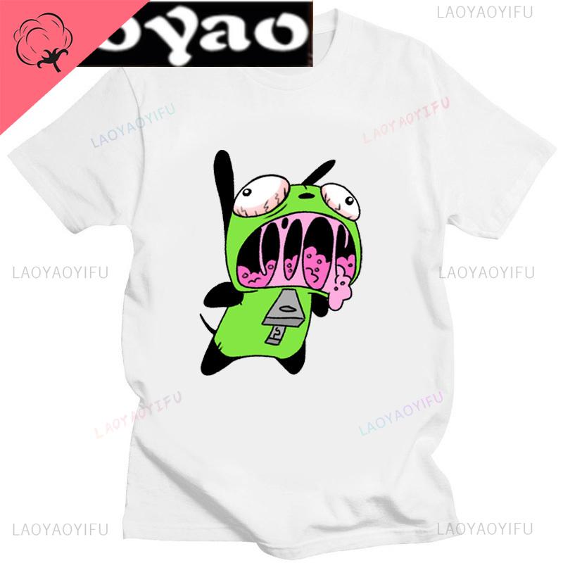 Lustiges Invader Zim Invader Gir Grafik T-Shirt Bild Männer Frauen Baumwolle Camisetas Cartoon Retro Baumwoll-Tees Liebliche Streetwear Oberteile