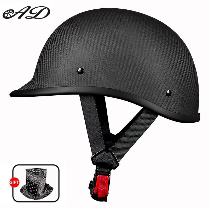 Wholesale Carbon Fiber Helmet Men s Motorcycle Half Helmet Summer Women s Ultra Light Fiberglass Retro Cruise Bucket Helmet M