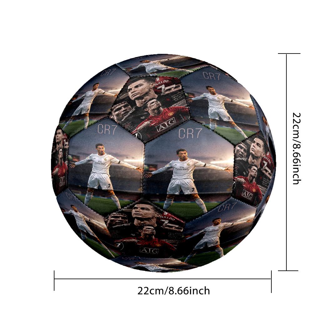 Ronaldo's Cr7 Football Legend Soccer Ball Size 5 Football Machine-Stitched Indoor/Outdoor Training and Matches Soccer Accessory