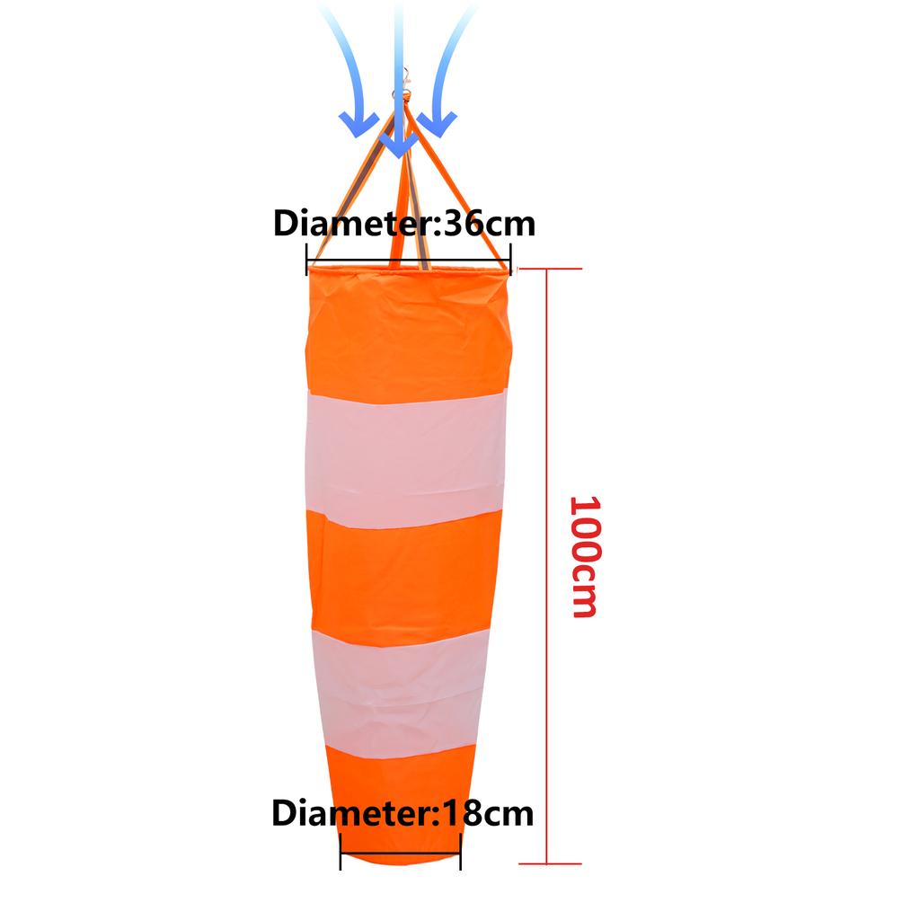 60/80/100cm Windsock Outdoor Wind Direction Measurement Reflective Belt Rip-stop Weather Vane for Airport Aviation Garden Farm