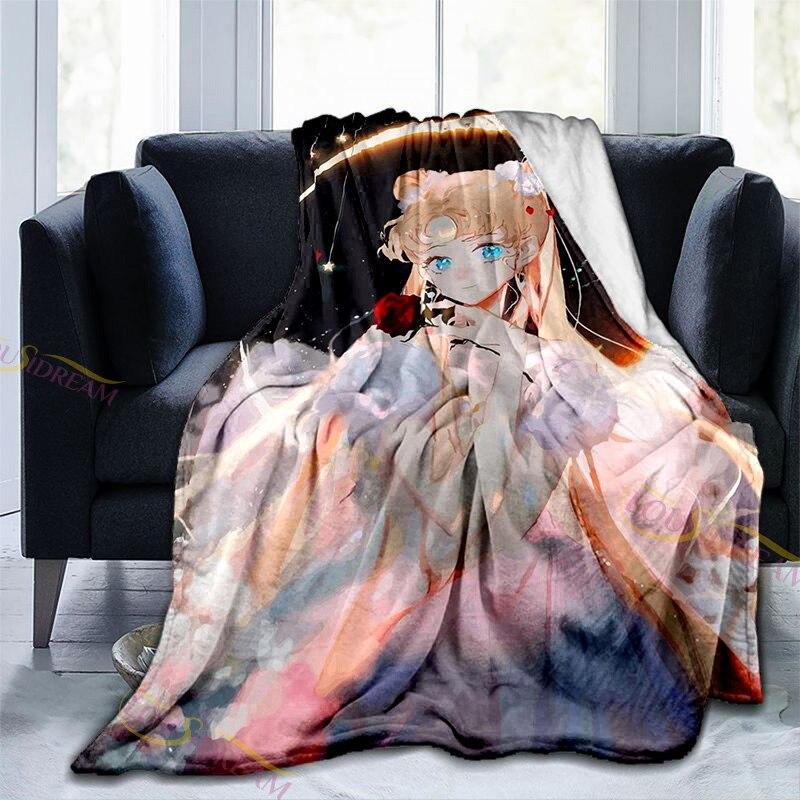 Χαριτωμένη κουβέρτα φανέλας νεράιδας Sailor Moon Luna Cat μαλακή φλις κουβέρτα κάλυψης πικνίκ γιόγκα χαλάκι ταπετσαρίες διακόσμηση σπιτιού δώρα