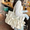 Y2K Cute Bow Ita Bag Women Transparent Shoulder Bag Nylon Pleated Korean Style Fashion Tote Bag Large Capacity Female Handbag
